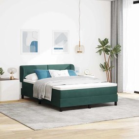 Κρεβάτι Box Spring με Στρώμα vidaXL Σκούρο Πράσινο 140x200 εκ Βελούδο