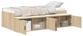 vidaXL Κρεβάτι με αποθηκευτικό χώρο Sonoma Δρυς 100 x 200 cm
