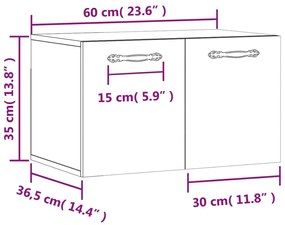 Ντουλάπι Τοίχου Γκρι Σκυρ. 60x36,5x35 εκ. Επεξεργασμένο Ξύλο - Γκρι