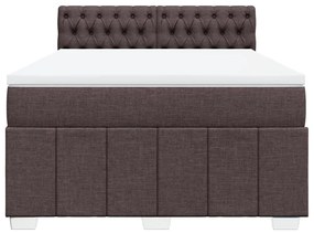 Κρεβάτι Boxspring με Στρώμα Σκούρο Καφέ 160x200 εκ Υφασμάτινο - Καφέ