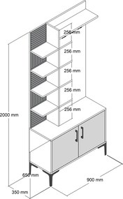 Έπιπλο Εισόδου Καρυδιά / Λευκό VIYANA 90x35x200
