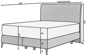 Επενδυμένο κρεβάτι Ivy με στρώμα-Ladi-140 x 200 εκ.