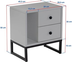 Κομοδίνο Atlantic Πεύκο / Μαύρο DUBRO 45x30x50