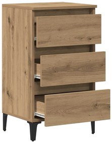 vidaXL Ντουλάπι κρεβατιού με μεταλλικά πόδια Artisan Oak 40x35x69 cm