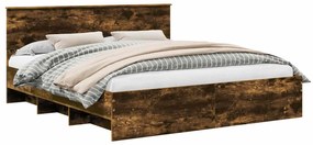 vidaXL Σκελετός Κρεβατιού με κεφαλάρι Καπνιστό Δρύς 200 x 200 cm