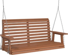 vidaXL Παγκάκι Κήπου Περιστρ. με Μεταλλικές Αλυσίδες Καφέ Μασίφ Ελάτη