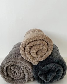 Βελουτέ Κουβέρτα Ανάγλυφη Coral Fleece Minthi 150x210cm Μονή (150x210cm) Ανθρακί