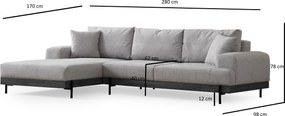 Corner Sofa Eti Black Left - Grey Grey