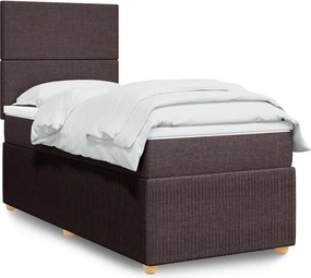 vidaXL Κρεβάτι Boxspring με Στρώμα Σκούρο Καφέ 100x200 εκ. Υφασμάτινο
