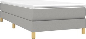 vidaXL Κρεβάτι Boxspring με Στρώμα Ανοιχτό Γκρι 90x200 εκ. Υφασμάτινο
