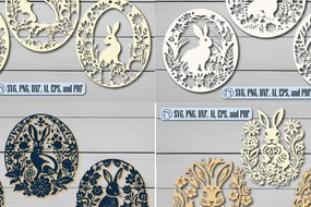 Σετ των 3 Intra απο ξύλο plywood 3mm-4mm πάχος - Πακέτο  για την Ημέρα του Πάσχα Cricut Δίασταση 4x4 cm INTRAFABR-89740238