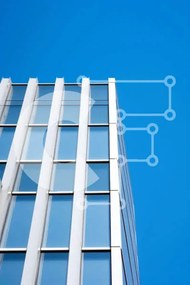 Intra Συλλεκτικό Ξύλινο Παζλ Plywood 4mm - Μοντέρνο γυάλινο κτήριο με θέα στον καθαρό ουρανό Σε Ξύλινο Κουτί - Διαστάσεις Puzzle: 10x10 cm – 25 κομμάτια