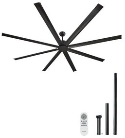 VEVOR 244 cm Aluminum Ceiling Fan Without Light Remote Control DC Motor Black
