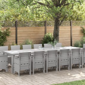 vidaXL Σετ τραπεζαρίας κήπου 15 pcs Ανοιχτό γκρι Large Ρατάν, Μέταλλο