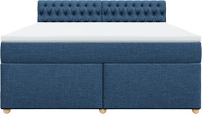 vidaXL Κρεβάτι Boxspring με Στρώμα Μπλε 180x200 εκ. Υφασμάτινο