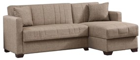 Γωνιακός καναπές-κρεβάτι με αποθηκευτικό χώρο Alaska pakoworld μπεζ ύφασμα 204x143x83εκ