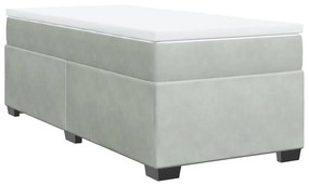 Κρεβάτι Boxspring με Στρώμα Ανοιχτό Γκρι 100x200 εκ. Βελούδινο - Γκρι