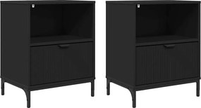 vidaXL Κομοδίνο 2 τεμ. Μαύρο 49 x 36 x 61 εκ Επεξεργασμένο ξύλο