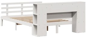 vidaXL Κρεβάτι Βιβλιοθήκη Χωρίς Στρώμα 140x190 εκ Μασίφ Ξύλο Πεύκου