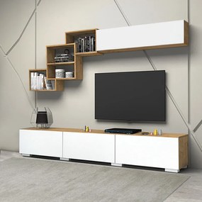 Σύνθεση τηλεόρασης Free Megapap χρώμα λευκό - sonoma 210x35x38εκ.