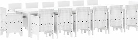 vidaXL Σέτ φαγητού για κήπο 15 pcs Λευκό Rattan Polt