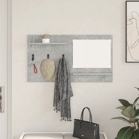 vidaXL Τοίχου Κρεμάστρα με ράφι με αποθήκευση με καθρέφτη Γκρι σκυρόδεμα 90 x 10 x 50 εκ