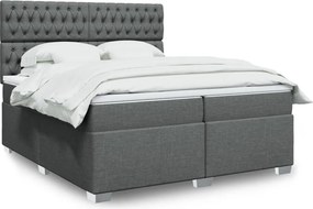 vidaXL Κρεβάτι Boxspring με Στρώμα Σκούρο Γκρι 200x200 εκ. Υφασμάτινο