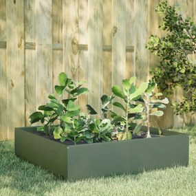 vidaXL Ζαρντινιέρα Υπερυψωμένη Λαδί 100x100x41 εκ. Ατσάλι
