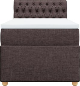 vidaXL Κρεβάτι Boxspring με Στρώμα Σκούρο Καφέ 100x200 εκ. Υφασμάτινο