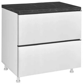 Floor Kitchen Cabinet LINA D80 2F PL BOX with 2 Drawers Λευκό