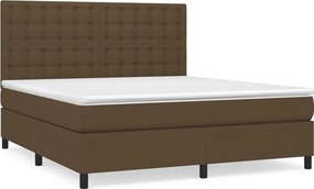 vidaXL Κρεβάτι Boxspring με Στρώμα Σκούρο Καφέ 180x200 εκ Υφασμάτινο
