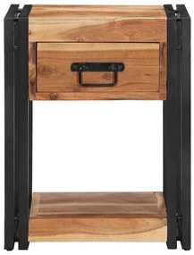 vidaXL Κομοδίνο με συρτάρι Καφέ 40 x 35 x 50 εκ. Μασίφ ξύλο ακακίας