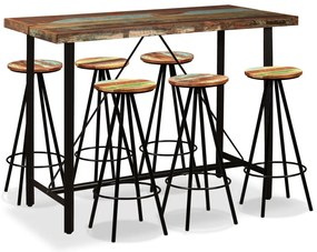 vidaXL Σετ Επίπλων Μπαρ 7 Τεμαχίων από Μασίφ Ανακυκλωμένο Ξύλο