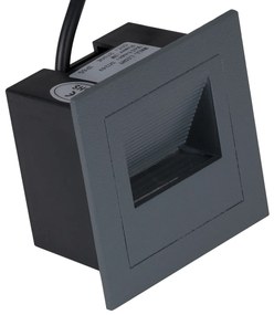 GloboStar STEP-MINA 90627 Χωνευτό Φωτιστικό Σκαλοπατιού - Διαδρόμου LED 3W 330lm 30° DC 24V Αδιάβροχο IP65 Μ8.3 x Π8.3 x Υ5cm Θερμό Λευκό 2700K - Γκρι Ανθρακί - 3 Years Warranty - 90627