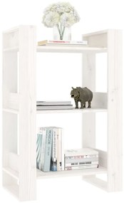 vidaXL Βιβλιοθήκη/Διαχωριστικό Χώρου Λευκό 60x35x91 εκ. Μασίφ Πεύκο