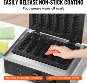 VEVOR 6PCS Commercial Waffle Stick Maker Waffle Baker Hot Dog Waffle Iron 1500W