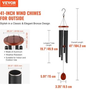 VEVOR Wind Chimes for Outside 1042 mm Aluminum Memorial Deep Tone Wind Chimes