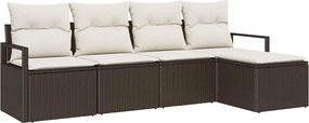 vidaXL Σετ Καναπέ 5 pcs Καφέ συνθετικό ρατάν
