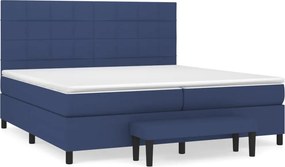 vidaXL Κρεβάτι Boxspring με Στρώμα Μπλε 200x200 εκ. Υφασμάτινο