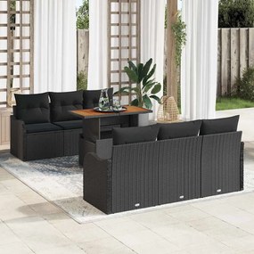 vidaXL Σετ Καναπέ Κήπου με αποθήκευση 7 pcs Μαύρο Πολυ ράταν