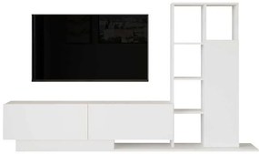 Σύνθετο σαλονιού Damon pakoworld σε λευκή απόχρωση 211.2x29.5x123.6εκ