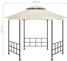 vidaXL Κιόσκι με Πλευρικά Τοιχώματα Κρεμ 3,1 x 2,7 μ.