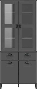 vidaXL Ντουλάπι Ψηλό VIKEN Ανθρακί Γκρι 80x40x190εκ. Μασίφ Ξύλο Πεύκου