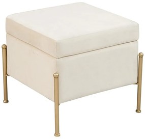 Stool-trunk Panton velvet cream-golden 40x40x36,5cm 40x40x36.5 εκ.