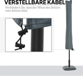 Κάλυμμα ομπρέλας κήπου Αδιάβροχο φερμουάρ Oxford Polyester 70" Γκρι