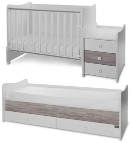 Πολυμορφικό βρεφικό κρεβάτι  MAXI PLUS  White + Artwood 10150580043P  Lorelli