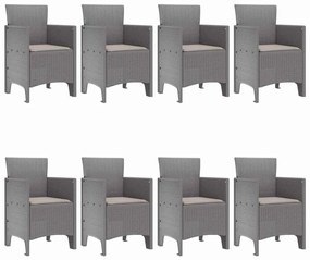 vidaXL Σέτ φαγητού για κήπο 9 pcs Ανοιχτό γκρι Rattan Polt
