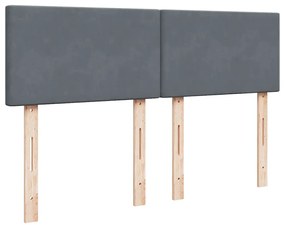 vidaXL Κρεβάτι Boxspring με Στρώμα Σκούρο Γκρι 140x190 εκ. Βελούδινο