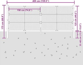 vidaXL Πόρτα Κήπου Ανθρακί 400x125 εκ. Ατσάλι