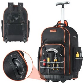 VEVOR Rolling Tool Backpack 72 Pockets Heavy Duty Roller Tool Bag on Wheels